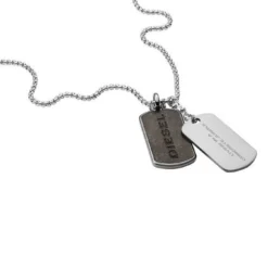 Diesel Kette mit Anhänger »DOUBLE DOGTAGS, DX1257040«, Mit Zirkonia