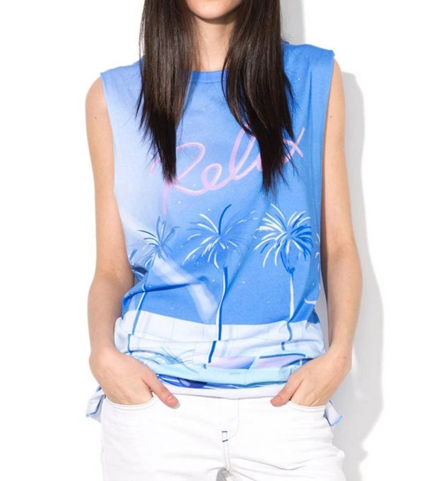 Diesel Rundhalsshirt »DIESEL Sommer Tank Top cooles Damen Cut-Off-Shirt mit Palmen-Print Freizeit-Shirt Blau« 1 Diesel Rundhalsshirt »DIESEL Sommer Tank Top cooles Damen Cut-Off-Shirt mit Palmen-Print Freizeit-Shirt Blau«