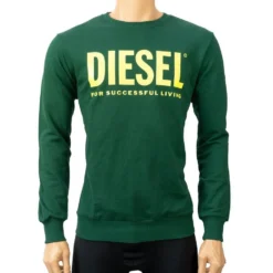 Diesel Rundhalspullover Grün mit Frontprint